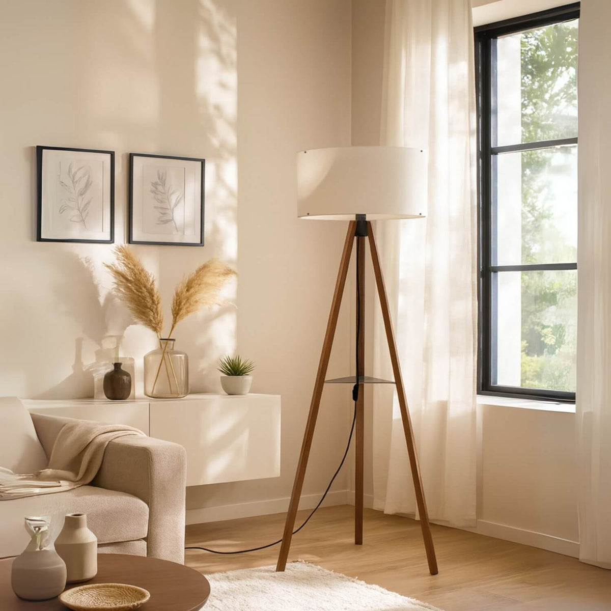 Podna lampa Glare s policom