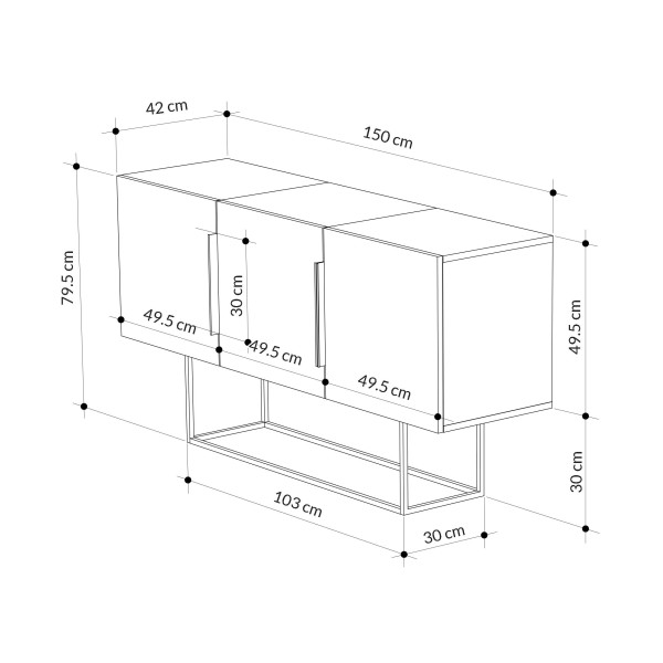 Komoda Tontini carrara-bijela-crni mermer